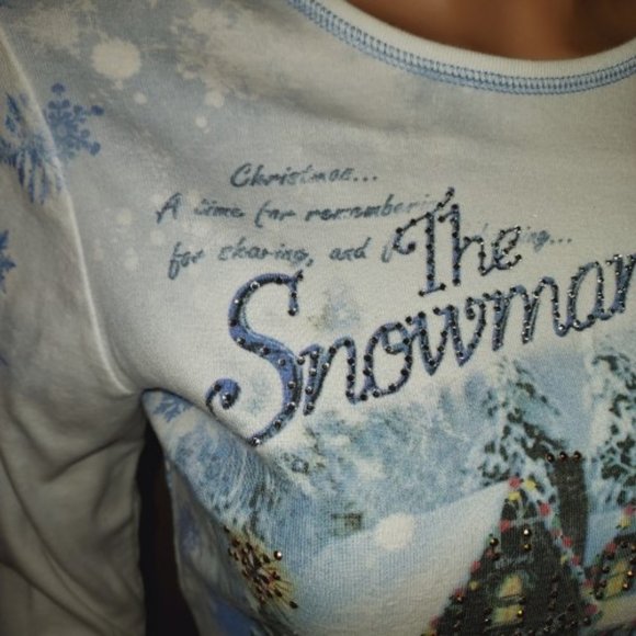 STUDIO GEM CHRISTMAS "THE SNOWMAN" 3/4 SLEEVE TEE SIZE SMALL - Picture 3 of 7